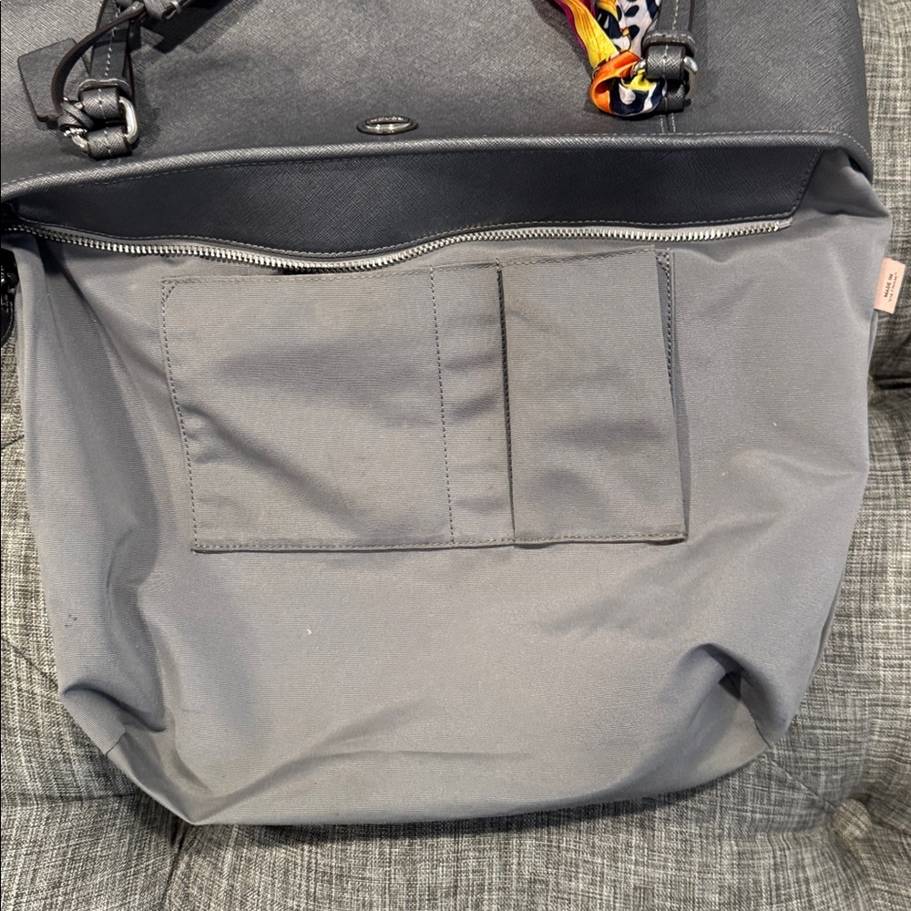 Coach Bag Peyton Zip Top Tote Charcoal Gray Saffiano Leather Tote Bag - Picture 16 of 17